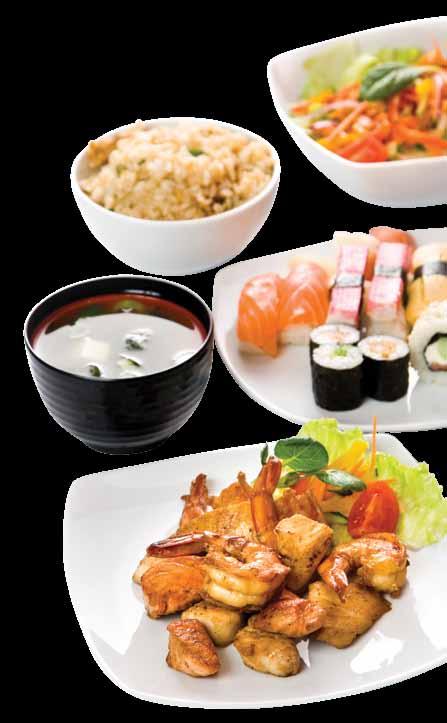 Sushi válogatás Sushi selection 6 nigiri, 3 maki, 1 gunkan, 2 nagy tekercs 6 nigiri, 3 maki, 1 gunkan, 2 rolls Választható leves Optional soup Miso leves Miso soup Thai
