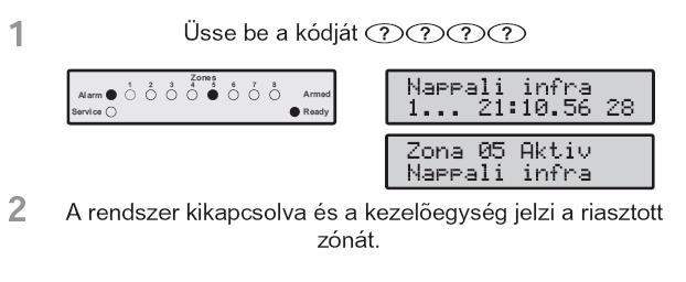 élesítést végez. Auto otthonélesítés menete: Ha nem írja be a kódját mielőtt a belépési idő lejárna, a rendszer riaszani fog.