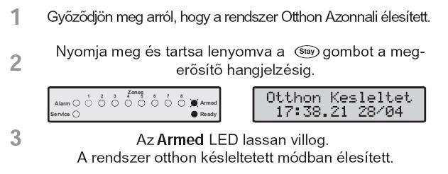 Hogyan válthatunk át azonnali otthonéles üzemmódról késleltetett otthonélesre: Partíciók otthon élesítése Hogyan élesítsük