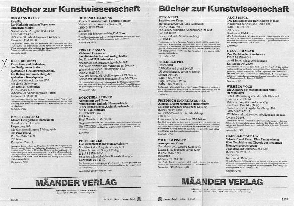 MAGYAR MÛVÉSZETTÖRTÉNÉSZEK A VÉSZKORSZAKBAN 35 1. A Mäander Verlag könyvhirdetése.
