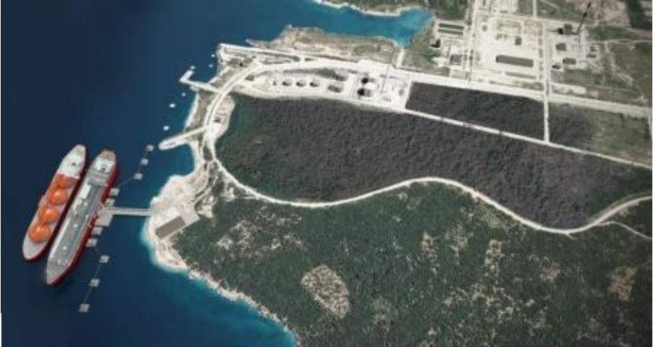 12. ábra Krk LNG terminál az első fázis megvalósulása esetén (Forrás: www.fgsz.hu) Ezt követően a projekt 2.