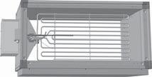 Fokozatmentes szabályozás (0-10V) 1 készlet függesztő konzollal (2 darab) Az alsó burkolati panel eltávolítható az ellenőrzéshez Integrált, kézzel visszaállítható túlhőmérséklet-védelemmel (STB)