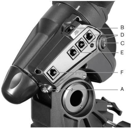 A felhasznált eszközök A C B E G D I H F K J 9. ábra. A Celestron AVX teleszkóp mechanika szerkezete [16] Az optika egy rögzítő szerkezeten keresztül a német típusú ekvatoriális mechanikához (9.