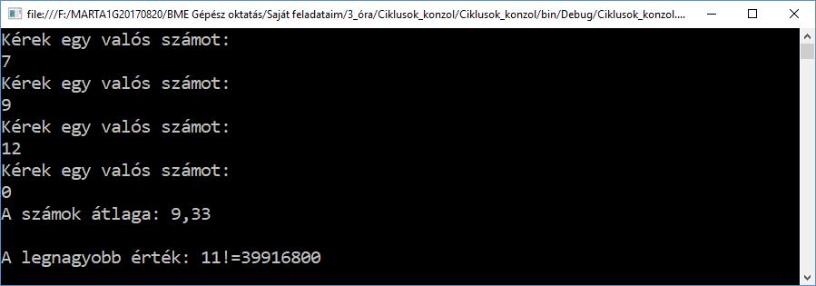 if (!double.tryparse(console.readline(), out érték)) Console.WriteLine("Adatmegadási hiba!"); sikerült = false; return sikerült; static void ÁtlagKiír(int db, double szum) if (db!= 0) Console.