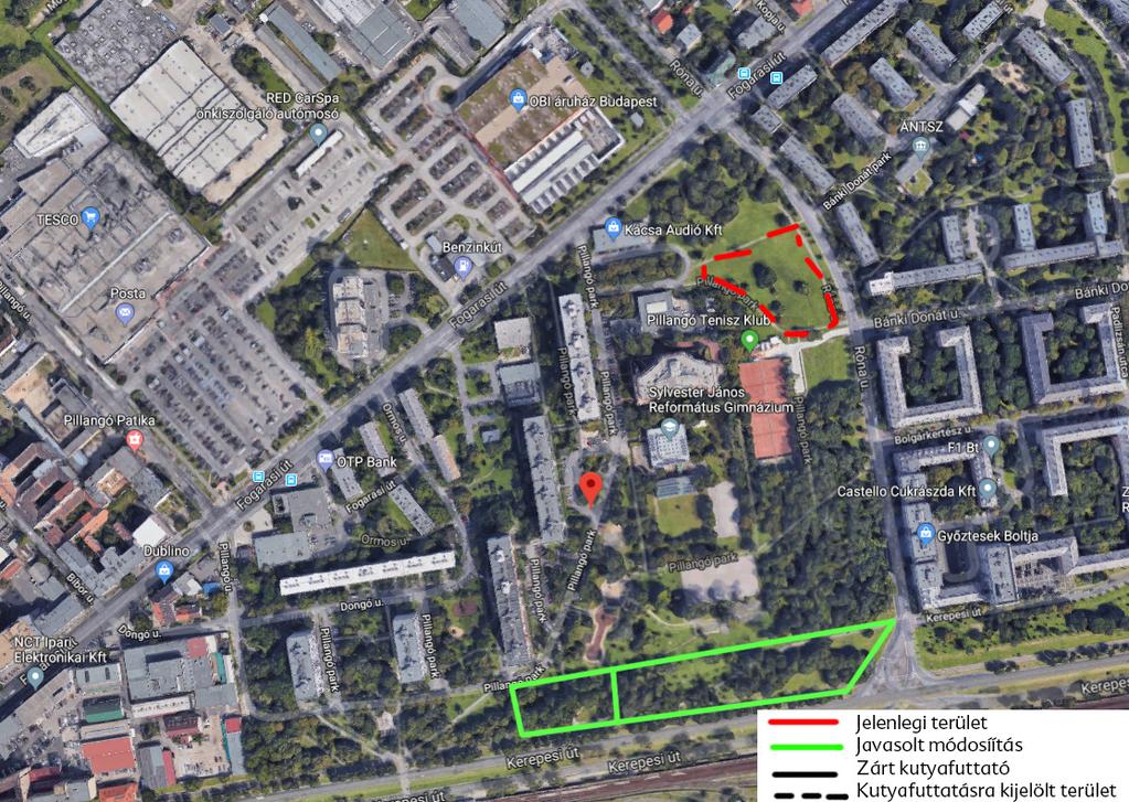 Pillangó Parki kutyás zóna Róna utca 31. számmal szemben (a Pillangó park széle), nyílt 2182m2 2018. május 13.