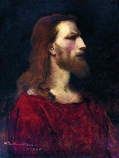 Munkácsy Mihály: Krisztus mellképe / Tanulmány a Krisztus Pilátus előtt című képhez (1880; v. Pákh Imre gyűjteménye, USA) tumból.