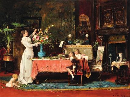1882 A közönség kedvencei: szalonképek és csendéletek Munkácsy Mihály: Készülődés a papa születésnapjára (1882; v. Pákh Imre gyűjteménye, USA) Készülődés a papa születésnapjára (1882; v.