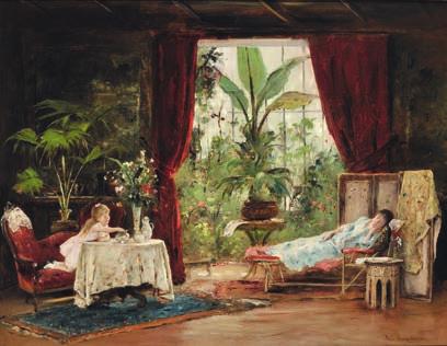 A kis cukortolvaj (1883; v. Pákh Imre gyűjteménye, USA) Ugyanebben az esztendőben készült A kis cukortolvaj című szalonkép, melynek jelenetén tanulmányozhatjuk a XIX.