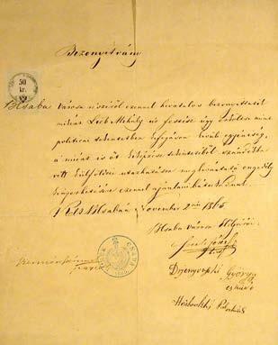 1865 Újra itthon, Békéscsabán: a legjobb gyakorlás a portréfestés Csaba városának elöljárósága 1865. november 2-án erkölcsi bizonyítványt állított ki Munkácsynak.