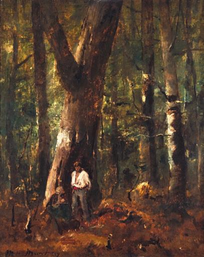 Munkácsy Mihály: Erdőrészlet két alakkal (1873; v. Pákh Imre gyűjteménye, USA) Erdőrészlet két alakkal (1873; v.