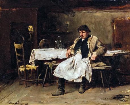 Munkácsy Mihály: Legény az asztalnál / Tanulmány A falu hőse című