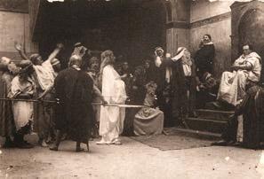 1880 A Munkácsy œuvre újabb nagy korszaka: a Krisztus téma Fotótanulmány a Krisztus Pilátus előtt című képhez (1879 körül; Munkácsy Mihály Múzeum) Munkácsy műkereskedőjével egyetértésben Jézus