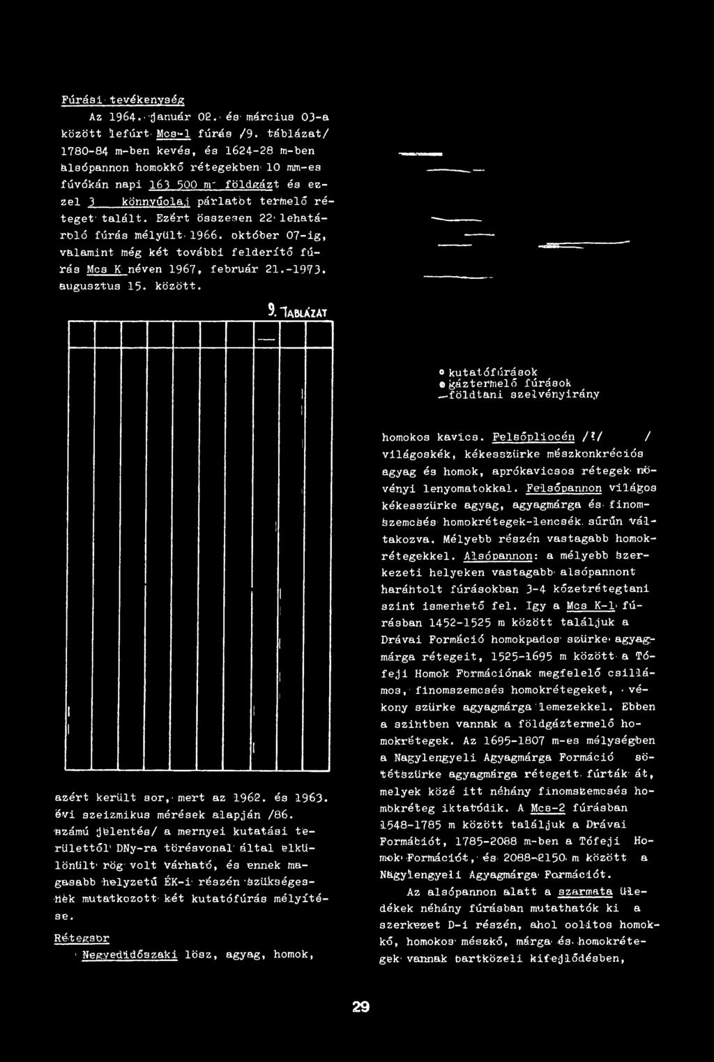 Ezért összesen 22 lehatároló fúrás mélyült' 1966. október 07-ig, valamint még két további felderítő fúrás Mos K- néven 1967, február 21.-1973. augusztus 1 5. között. 3.