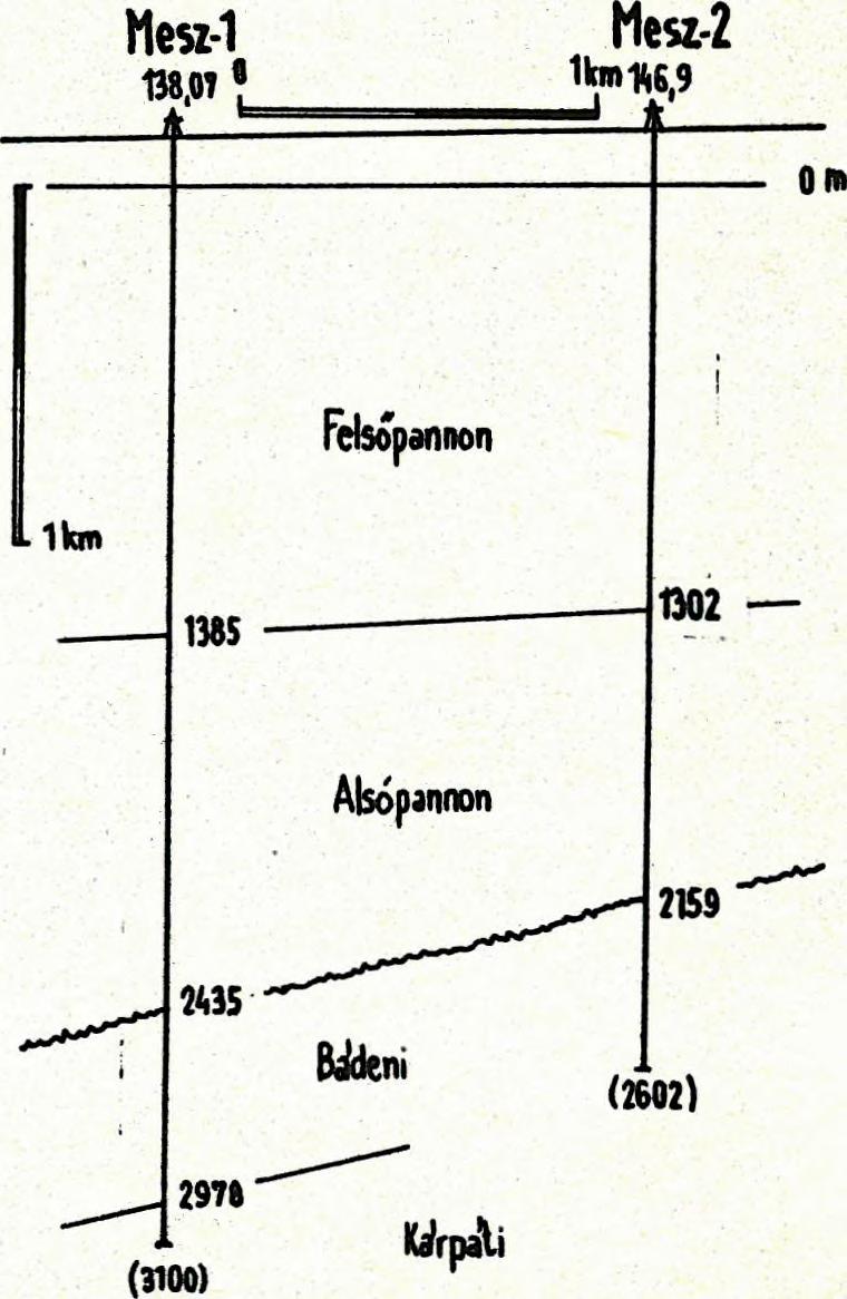 Alatta 2 6 5 9-2 9 7 0 m között 319 m vastag dáclttufa, finomhomokos agyagmárga és barnásszürke kemény agyagmárga van gazdag bádeni mikrofaunával.