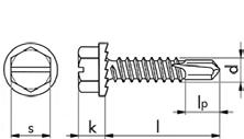 reca önfúró-önmetsző csavarok sef driing screws ~ DIN 74 acé Aak K fém-fém kötésekhez, hatapfejje, peremme, megnövet hosszúságú fúróheggye Cikkszám 0214 0 k 5,4 p 13,5 s 8 d 5,5 38 0214 055 38 reca