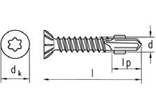 reca önfúró-önmetsző csavarok (sebsta) sef driing screws fa-fém kapcsoathoz, szárnyas sebs süyesztett fejje, maróbordákka, Torx bimetá Ruspert - bevonatta Cikkszám 0215 9 Befogószár mérete TX 20 TX