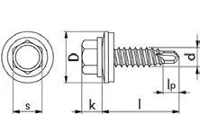 reca önfúró-önmetsző csavarok sef driing screws homokzatépítéshez, hatapfejje, peremme, tömítőaátétte,