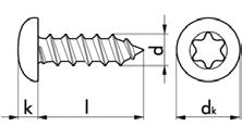 Lemezcsavarok hexaobuar socket pan head tapping screws encsefejje, Torx Aak C acé Cikkszám 2115 ISO 14585 Befogószár mérete TX 10 TX 15 TX 20 TX 20 TX TX TX 30 dk 5, 7 7,5 8 9,5 11 12 k 2,4 2, 2,8