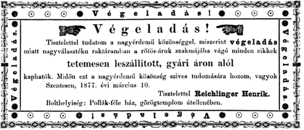 Reichlinger azonban, miután a végeladást négy egymást követő alkalommal (VI. évf.