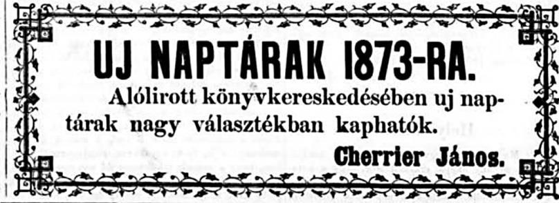 23. kép Cherrier János hirdetése saját lapjában