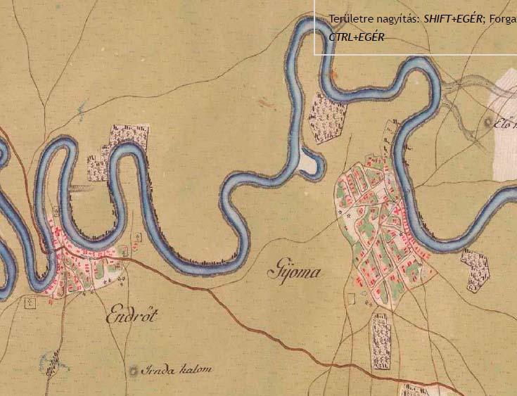 A településképi szempontból meghatározó építészeti, műemléki, táji és természeti értékek, településképi jellemzők Első katonai felmérés (1763-1787) A két község a Körös folyó bal partján, ahol