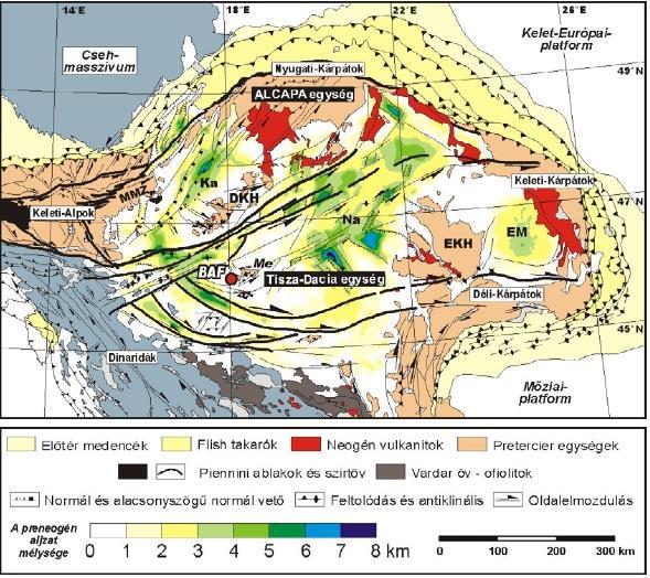 210 lineamens mentén. Bada G. és társai (2004) kutatásainak köszönhetően több szerkezeti elemről bebizonyosodott, hogy mozgásban van, többek között a Közép-magyarországi lineamens (1.