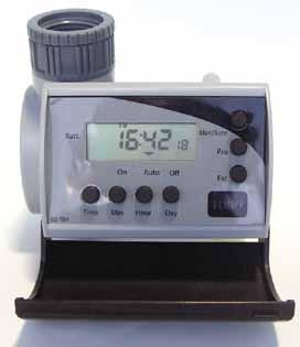 TTT-9V (Toro Tap Timer), elemes vezérlő csapra 20 és 25 mm-es bemeneti csatlakozó (¾, 1 ) 20 mm-es kimeneti gyorscsatlakozó (¾ ) Elemes működés Kültéri kivitel A Toro tartós, elemes működtetésű,