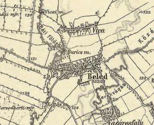 Harmadik Katonai Felmérés (1869-1887) Magyarország Katonai Felmérése (1941) Közlekedési tekintetben jó helyzetben lévő település; vasútállomás Beleden, megállóhely Vicán van, a