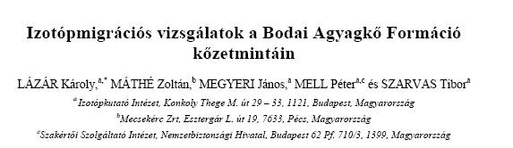 Terjedés geológiai rendszerben 3. példa A közlemény a Magyar Kémiai Folyóirat 2009-es, 115. évfolyamában jelent meg.