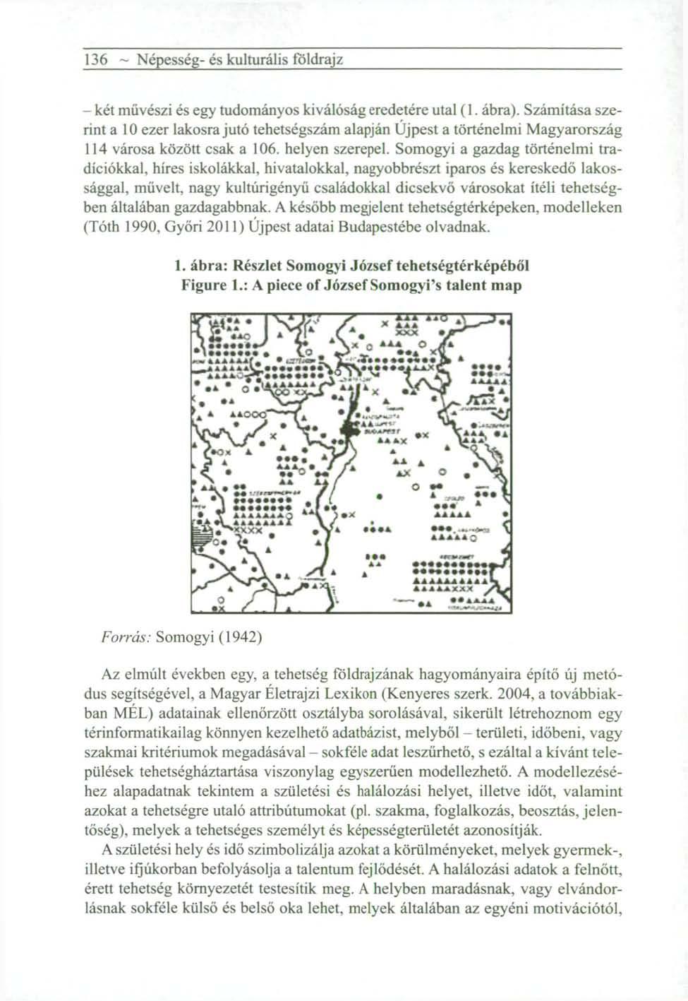 136 ~ Népesség- és kulturális földrajz - két művészi és egy tudományos kiválóság eredetére utal (1. ábra).