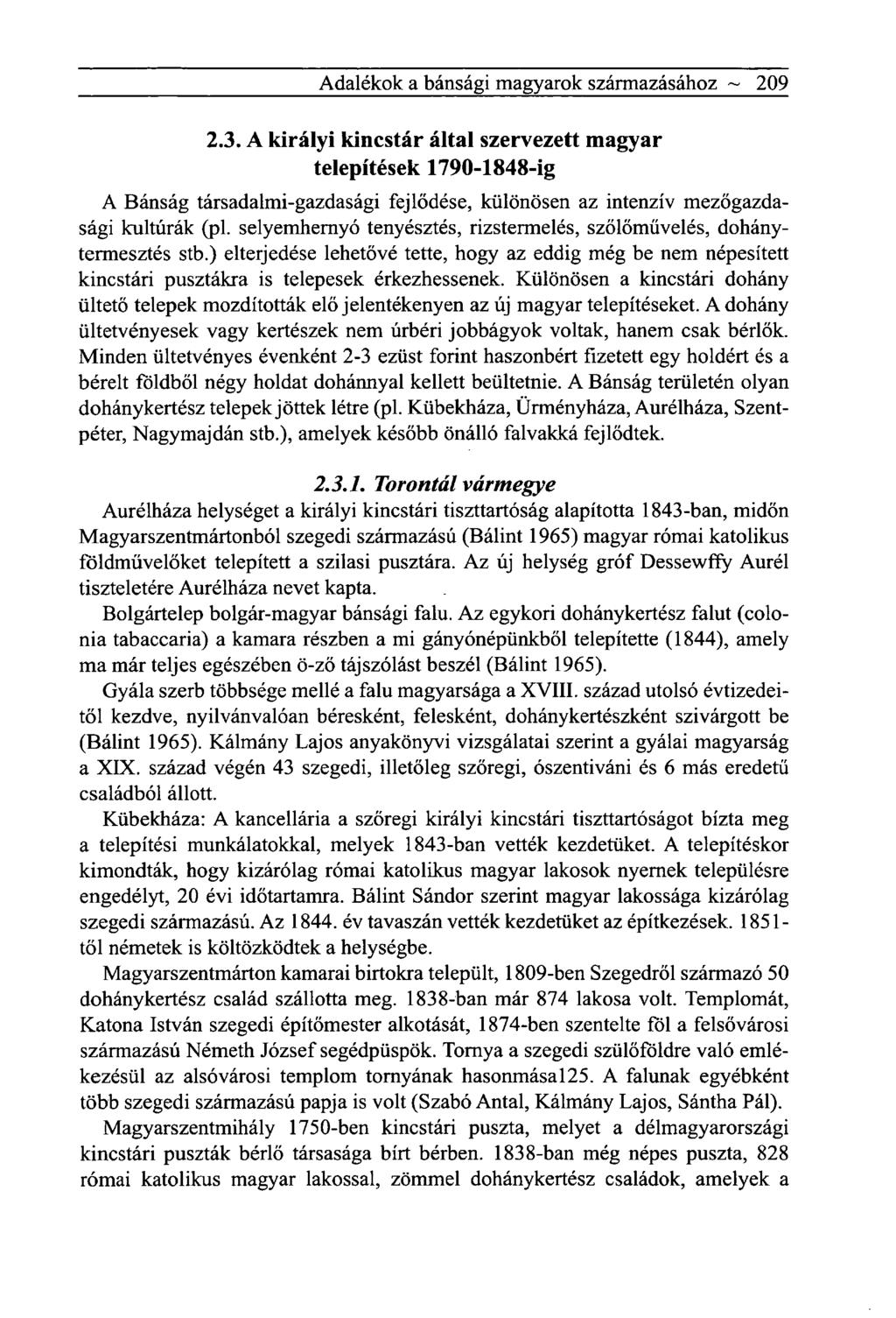 Adalékok a bánsági magyarok származásához ~ 209 2.3.
