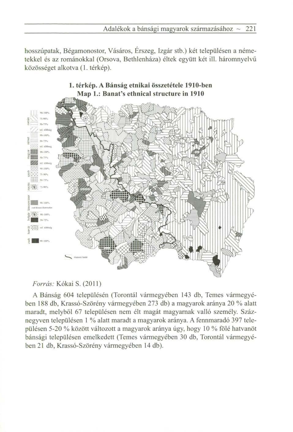 Adalékok a bánsági magyarok származásához ~ 221 hosszúpatak, Bégamonostor, Vásáros, Érszeg, Izgár stb.) két településen a németekkel és az románokkal (Orsova, Bethlenháza) éltek együtt két ill.