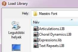 Amennyiben üres lenne az Expression Selection párbeszédablak palettája, tegyük a következőt: Zárjuk be az Expression Selection dialógusablakot File menü Load Library dupla kattintás a Maestro (vagy a