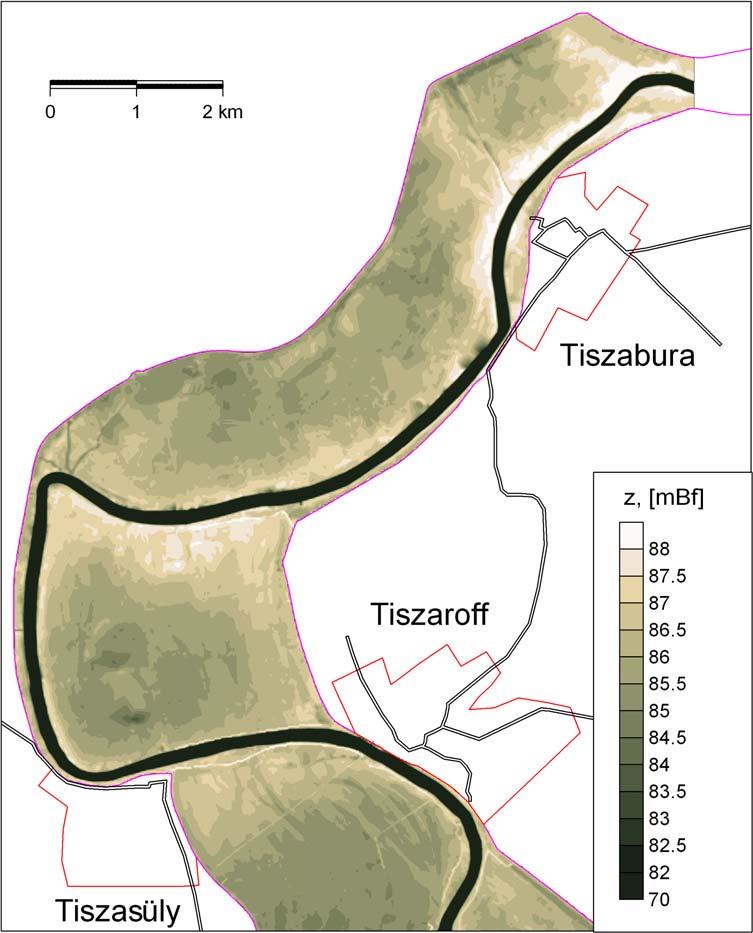 A Tiszasüly-Tiszaroffi kanyar térsége Medergeometria és