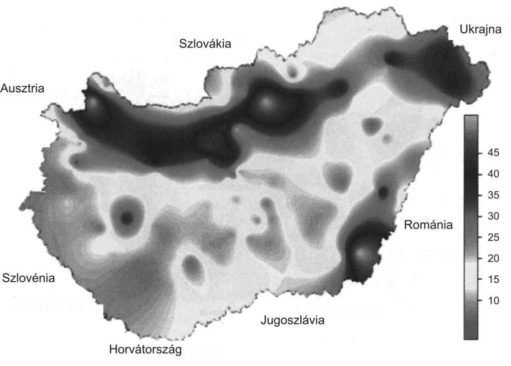 Csintalan Tuba Ötvös Rabnecz moha-bioindikációs módszerek az első vizsgálat idején még a gépjárművekben elégetett üzemanyag volt, élesen kirajzolódnak hazánk legforgalmasabb főútjai (1. ábra).