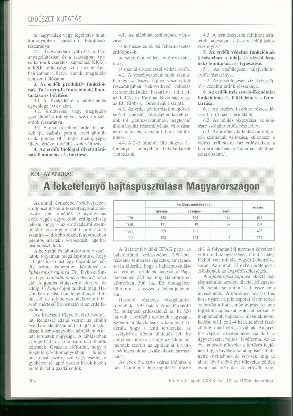 ál nagyvadak vagy legeltetés miatt komolyabban károsított felújítások részaránya. 2.4.