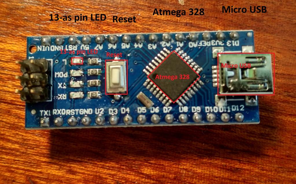 Ponthegesztő tervezése akkumulátor cellákhoz A berendezés megépítéséhez szükséges elemek Gyenes Martin Viktor 6. ábra Az Arduino Nano fényképe Amit itt fontos még megemlíteni az az A4 és A5 lábak.