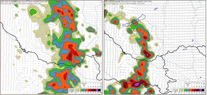 Az előrejelzés lehetőségei és nehézségei A meteorológiai és hidrológiai modelleknek köszönhetően, bizonyos paramétereket figyelembe véve adott területre ma már előrejelezhető az intenzív
