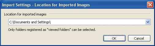 A Folder to be imported megváltoztatása A Folder to be imported a Import Settings képernyőn változtatható meg.