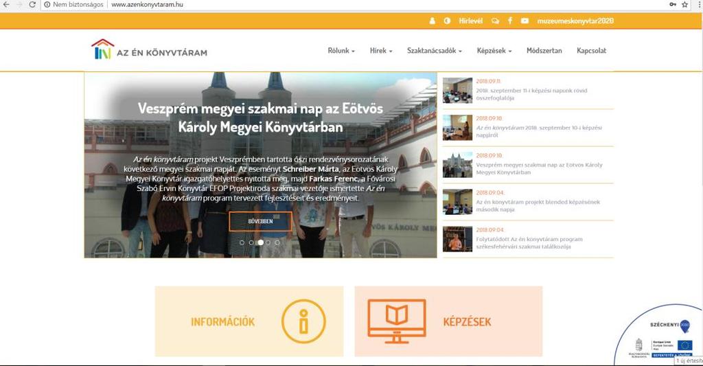 ELKÉSZÜLT PORTÁL ÉS KÉPZÉSI FELÜLET A portál 2018.