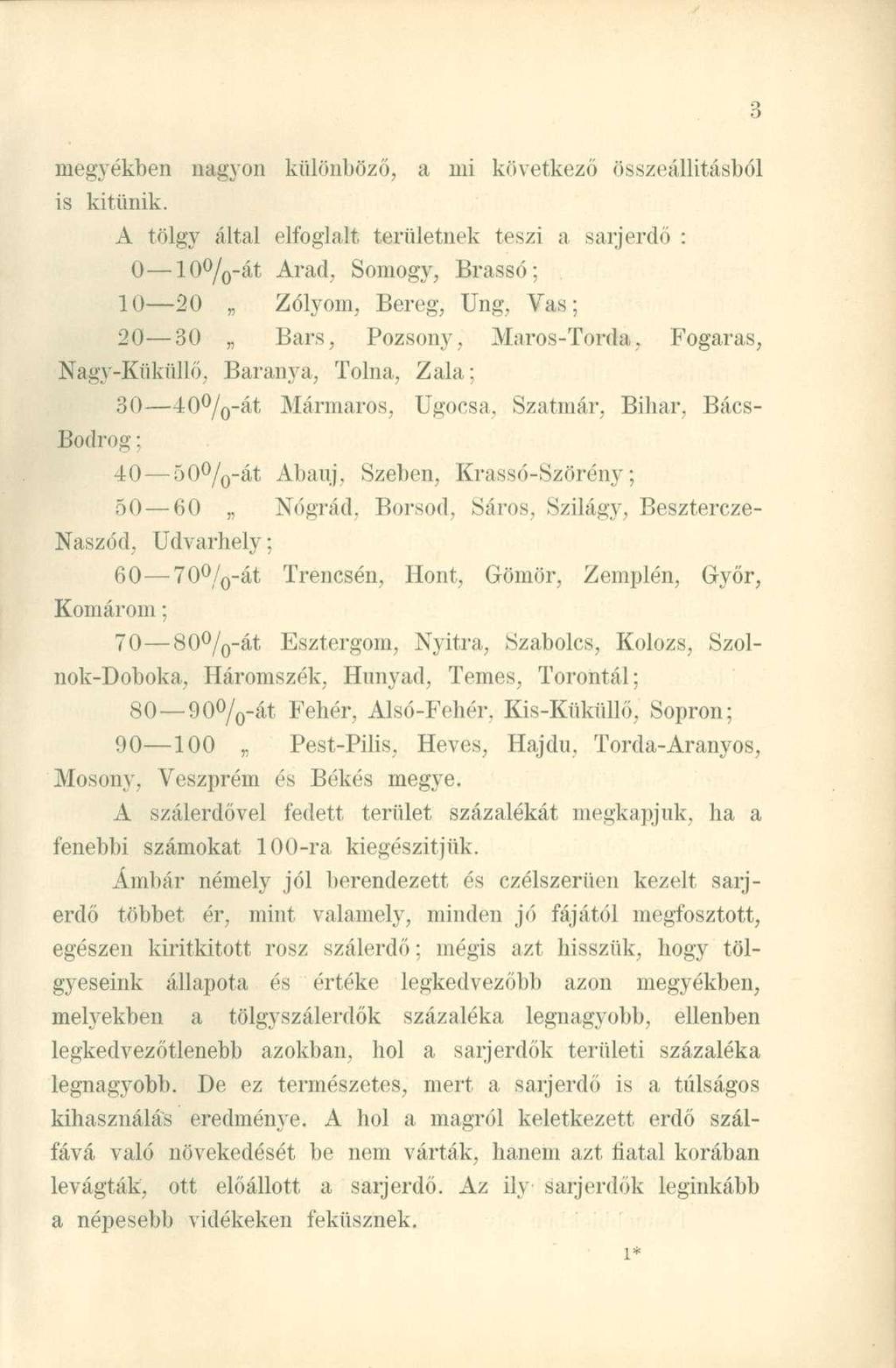 megyékben nagyon különböző, a mi következő összeállításból is kitűnik.