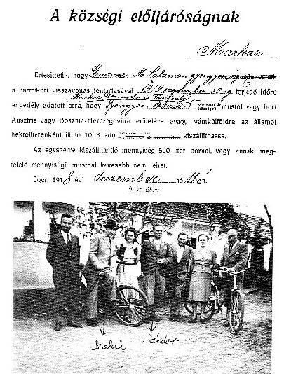 22. sz. kép: Prohászka József (jobb oldalt) 1929-ben Visontán, a Bossányi család körében. Ez időben a kerékpár még ritkaságszámba ment.