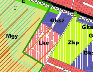 3,8 ha Gksz-2* Lke-2 A szabályozási tervlapon kötelező zöldsáv kijelölése történik a Natura2000 terület menti sávon.