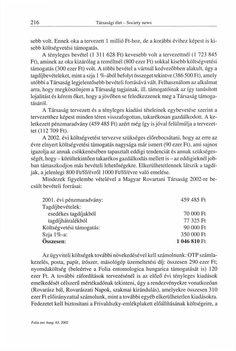 sebb volt. Ennek oka a tervezett 1 millió Ft-hoz, de a korábbi évihez képest is kisebb költségvetési támogatás.