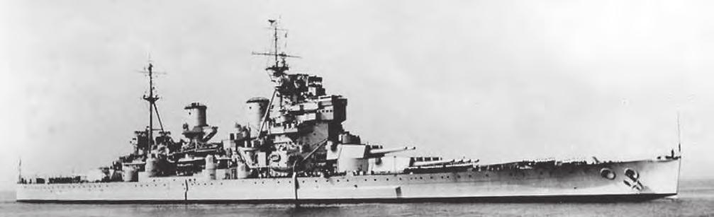 Haditechnika-történet 6. ábra. A HMS KING GEORGE V. csatahajó grafikus ábrázolása. A radarokat már felszerelték a hajóra (Tamiya modell) 7. ábra. A HMS KING GEORGE V. még a háború elején alkalmazott festéssel, Mellette a fő lokátor vázlatos rajza (Alul a nagyméretű optikai távmérő látható) 8.