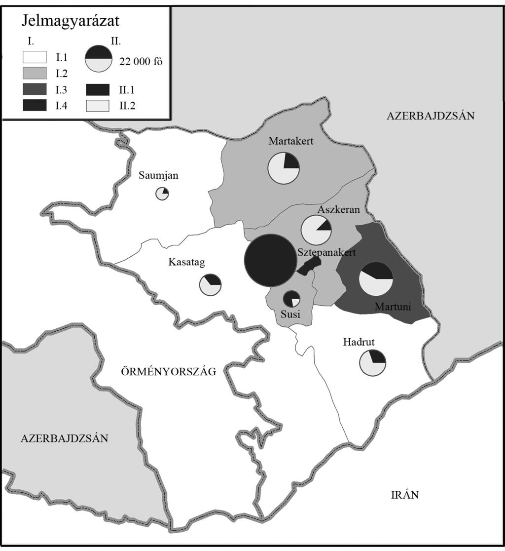 kérdéses (Blakkisrud, H. Kolstø, P. 2012). A korábban azeriek által lakott települések még mindig romokban állnak, a HKK stratégiailag fontos területeire örményeket próbál telepíteni.