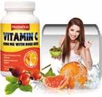C-vitamin 1000mg + Acerola-Bioflavonoid- Csipkebogyó tabletta 100 db és 350 db Hozzájárulhat a haj, bőr, köröm porcok egészségéhez, az ideg- és immunrendszer