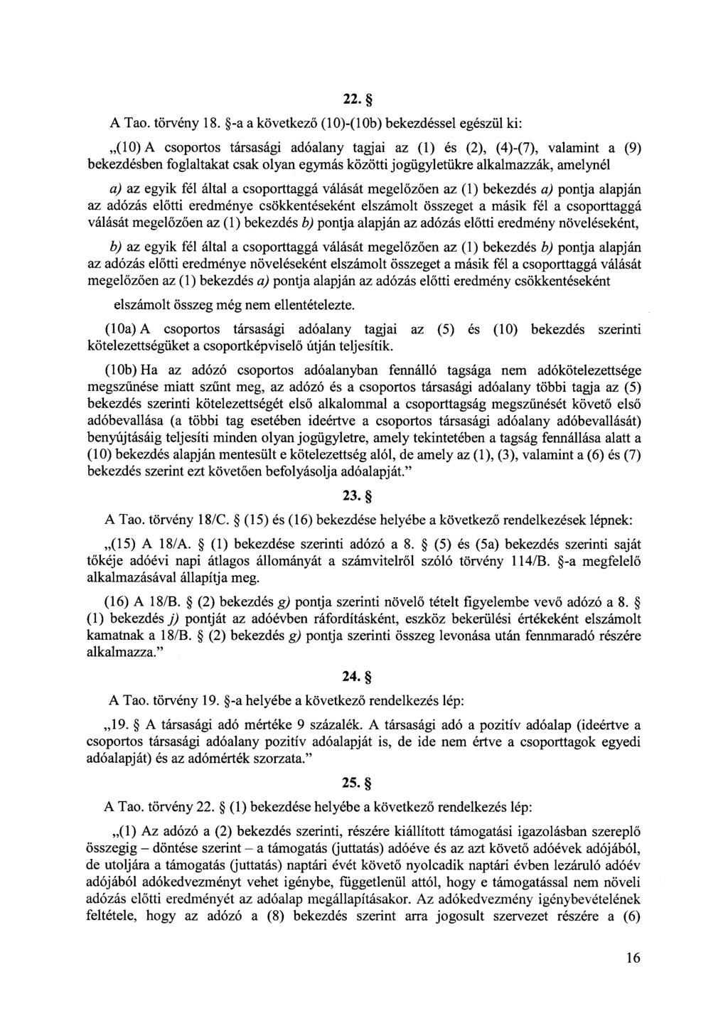 22. A Tao. törvény 18.