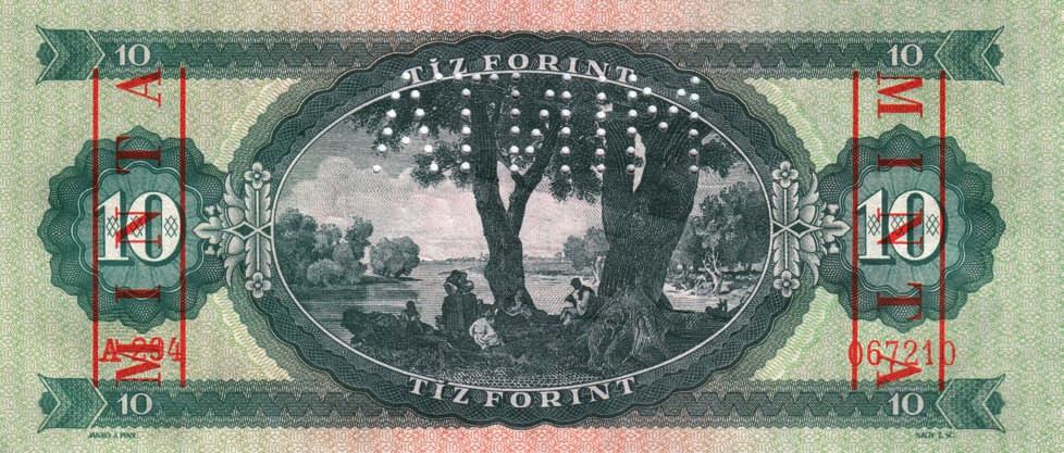 H: mindenben megegyezik az 1947. február 27-én kelt 10 forintos bankjegynél leírtakkal /alle Details sind die Gleiche wie geschrieben bei der 10 Forint Banknote vom 27.