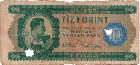 10 Forint 1946 A072 079526 L-N: 801-1. schwer benutzt 40.